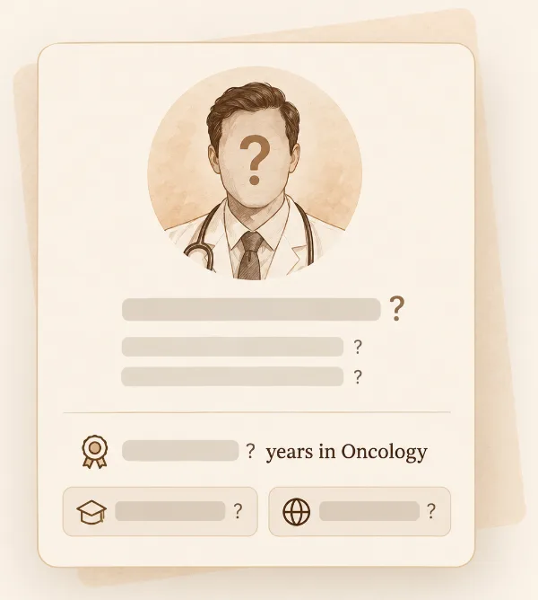 An unknown specialist profile card with question marks